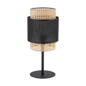 Lampka nocna BOHO 5567 TK Lighting 1xE27 15W Tkanina + ratan naturalny Czarny / słomkowy