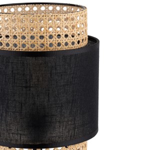 Lampka nocna BOHO TK Lighting z tkaninowym abażurem i ratanowymi detalami