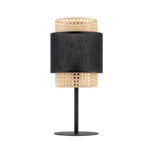 Lampka nocna BOHO TK Lighting 1xE27 15W z czarnym abażurem i naturalnym ratanem