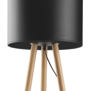Lampka nocna TOKYO TK Lighting z czarnym abażurem i drewnianymi nogami.