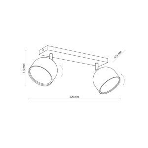 Lampa sufitowa ALTEA TK Lighting 2xGU10 12W schemat techniczny.