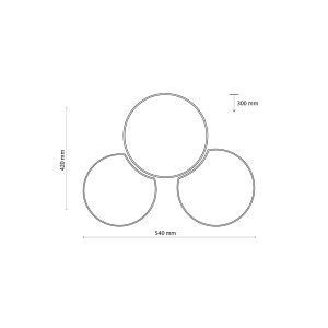 Lampa sufitowa MONA TK Lighting 3xE27 15W Biały rysunek techniczny.