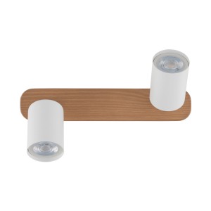 Lampa sufitowa TOP TK Lighting 2xGU10 10W drewniana z białymi kloszami.
