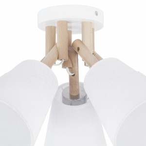 Lampa sufitowa VAIO TK Lighting 5xE27 15W Tkanina Biały z drewnianymi elementami.