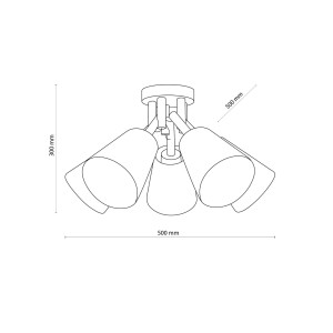 Lampa sufitowa VAIO TK Lighting 5xE27 15W Tkanina Biały – schemat techniczny.