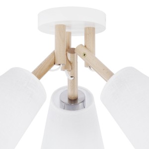 Lampa sufitowa VAIO TK Lighting 3xE27 15W Tkanina Biały z drewnianymi elementami.