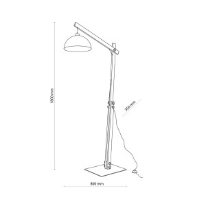 Lampa podłogowa OSLO TK Lighting 1xE27 15W Metal Biały rysunek techniczny.