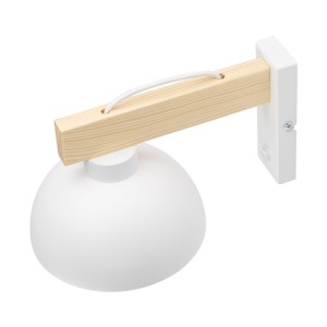 Kinkiet OSLO TK Lighting 1xE27 15W Metal Biały drewniane ramię.