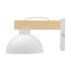 Kinkiet OSLO TK Lighting biały metalowy z drewnianym elementem.