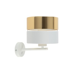 Kinkiet HILTON TK Lighting 1xE27 15W biało-złoty z tkaniny i tworzywa.