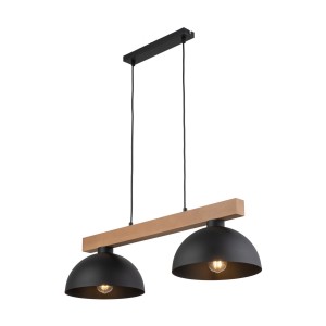 Lampa wisząca OSLO TK Lighting 2xE27 15W Metal Czarny z drewnianym elementem.