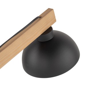 Lampka nocna OSLO TK Lighting 1xE27 15W Metal Czarny z drewnianym uchwytem