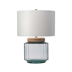 Lampa stołowa Luga LUGA-TL-NATURAL Elstead Lighting 1x60 W E27 Polerowany nikiel/Przezroczyste szkło/Jasne drewno