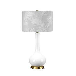Lampa stołowa Milo MILO-AB-TL-FDEB Elstead Lighting 1x60 W E27 Biały/Postarzany mosiądz