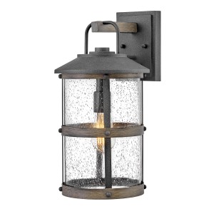 Średnia latarnia naścienna Lakehouse QN-LAKEHOUSE2-M-DZ Quintiesse 1x60 W E27 Postarzany cynk/Jasne drewno