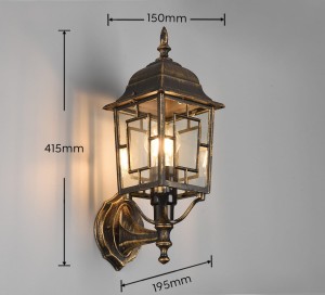 Lampa zewnętrzna Volturno Trio 1xE27 60W Rdzawy Aluminium zamontowana na ścianie.