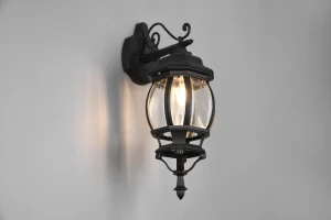 Lampa zewnętrzna Elvo Trio 1xE27 60W Czarny mat Aluminium na ścianie.