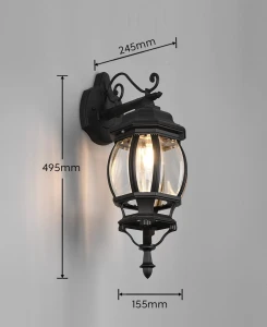 Lampa zewnętrzna Elvo Trio 1xE27 60W Czarny mat Aluminium zamontowana na ścianie.