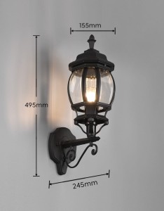 Lampa zewnętrzna Elvo Trio 1xE27 60W Czarny mat Aluminium na ścianie.