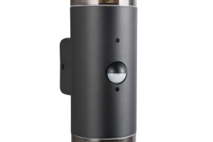 Lampa zewnętrzna Hoosic Trio 2xE27 28W Czarny mat Aluminium z czujnikiem ruchu.