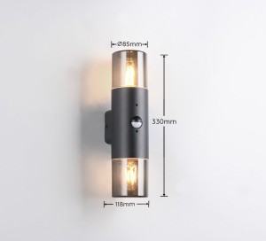 Lampa zewnętrzna Hoosic Trio 2xE27 28W Czarny mat Aluminium / Tworzywo sztuczne z podwójnym źródłem światła.