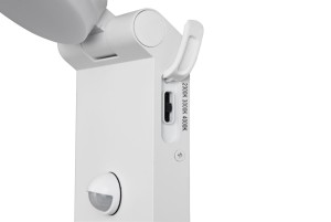 Lampa zewnętrzna Adour Trio 1xLED zintegrowany 10W Biały mat Aluminium z czujnikiem ruchu.