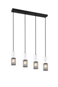 Lampa wisząca Tosh 304300434 Trio 4xE27 40W Czarny / Biały Stal nierdzewna