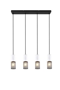 Lampa wisząca Tosh Trio 4xE27 40W, czarna i biała ze stali nierdzewnej.