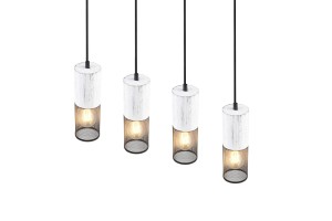 Lampa wisząca Tosh Trio 4xE27 40W Czarny / Biały Stal nierdzewna wiszące światło industrialne.