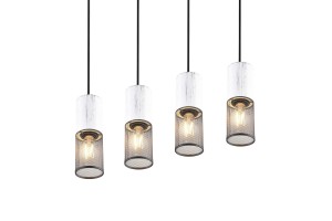 Lampa wisząca Tosh Trio 4xE27 40W Czarny / Biały Stal nierdzewna.