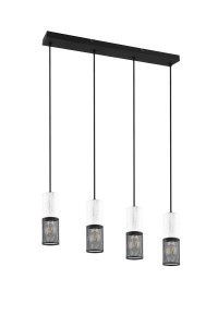 Lampa wisząca Tosh Trio 4xE27 40W Czarny/Biały Stal nierdzewna.