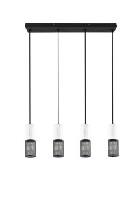 Lampa wisząca Tosh Trio 4xE27 40W Czarny / Biały Stal nierdzewna.
