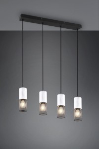 Lampa wisząca Tosh Trio 4xE27 40W Czarny/Biały Stal nierdzewna cztery abażury.
