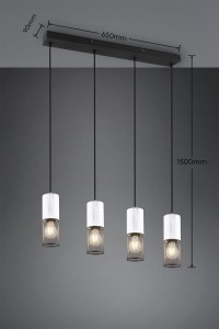 Lampa wisząca Tosh Trio 4xE27 40W Czarny / Biały Stal nierdzewna w stylu industrialnym.
