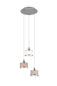 Lampa wisząca Kaprun 311630306 Trio 3xE14 28W Srebrny / Chrom Metal / Tkanina