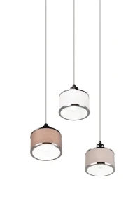 Lampa wisząca Kaprun Trio 3xE14 28W srebrny chrom metal tkanina