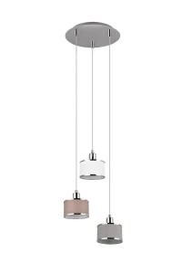 Lampa wisząca Kaprun Trio 3xE14 28W Srebrny Chrom Metal Tkanina.