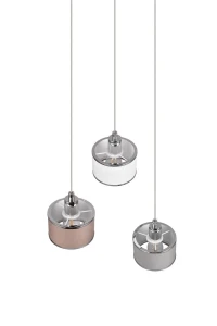 Lampa wisząca Kaprun Trio 3xE14 28W Srebrny / Chrom Metal / Tkanina