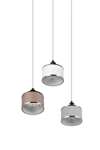 Trzy klosze lampy wiszącej Kaprun Trio 3xE14 28W Srebrny / Chrom Metal / Tkanina.