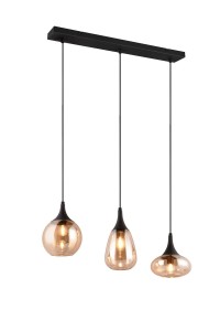 Lampa wisząca Lumina 317000313 Trio 3xE14 40W Czarny mat / Bursztynowy Metal / Szkło