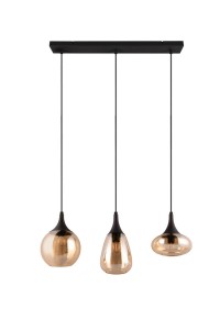 Lampa wisząca Lumina Trio 3xE14 40W Czarny mat Bursztynowy Metal Szkło.