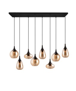 Lampa wisząca Lumina Trio 8xE14 40W Czarny mat / Bursztynowy Metal / Szkło.