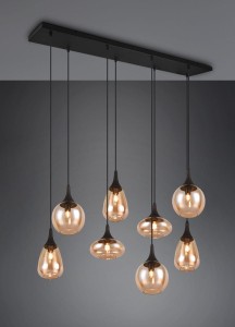 Lampa wisząca Lumina Trio 8xE14 40W Czarny mat / Bursztynowy Metal / Szkło.