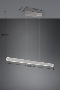 Lampa wisząca Helios Trio 1xLED zintegrowany 28W Srebrny / Szczotkowane aluminium Metal - wymiary i wygląd.