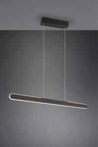 Lampa wisząca Helios Trio 1xLED zintegrowany 28W Czarny mat Metal na tle szarej ściany.