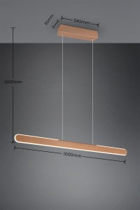Lampa wisząca Helios Trio 1xLED zintegrowany 28W brązowy/kawowy metal, wymiary 1000x1600mm.