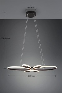 Lampa wisząca Fly Trio 1xLED zintegrowany 32W Czarny mat Metal.