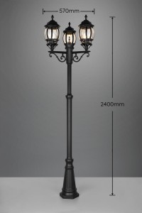 Lampa zewnętrzna Elvo Trio 3xE27 60W Czarny mat Aluminium.
