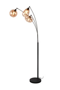 lampa stojąca Lumina Trio, 3 klosze szklane, czarny matowy stelaż