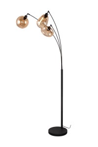 Lampa stojąca Lumina Trio 3xE14 10W Czarny mat z bursztynowym szkłem.